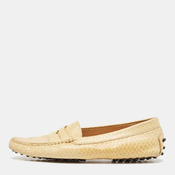 Tod's Yellow Python Leather Loafers Size 37.5