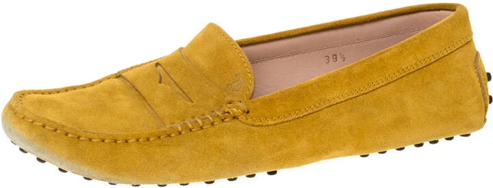 Tod's Yellow Suede Penny Loafers Size 39.5