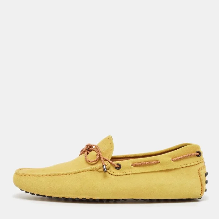Tod's Yellow Suede Slip On Driver Loafers Size 41
