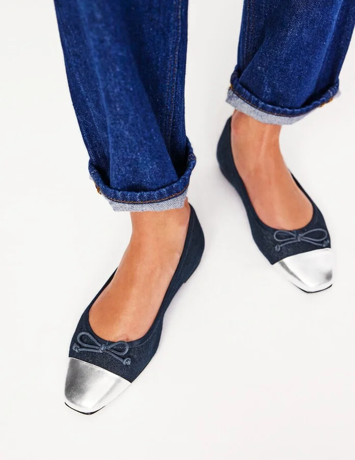 Toe Cap Ballet Flat, Bronze Metallic Leather - Image 3
