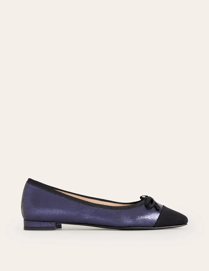Toe Cap Ballet Flat, Bronze Metallic Leather - Image 6