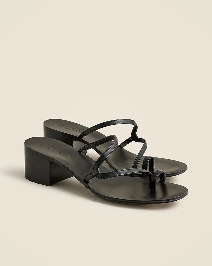 Toe-ring block-heel sandals in leather - Image 2