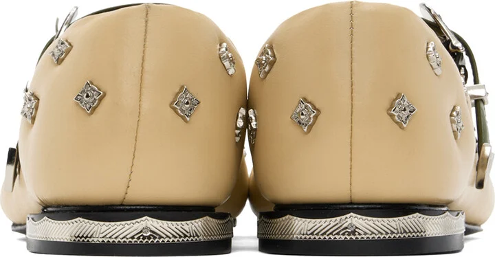 Toga Pulla Beige & Khaki Mary Jane Ballerina Flats - Image 2