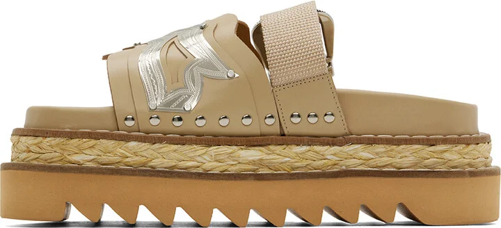 Toga Pulla Beige Leather Platform Sandals - Image 3