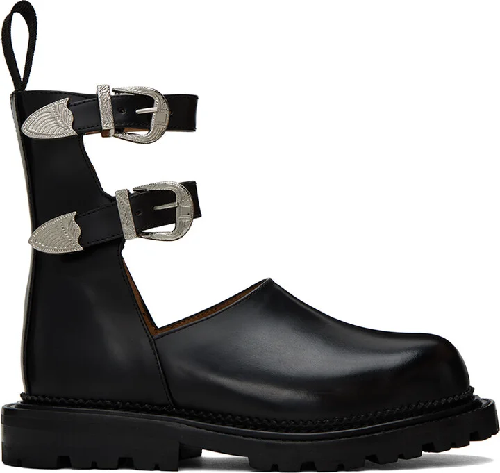 Toga Pulla Black Buckle Ankle Boots