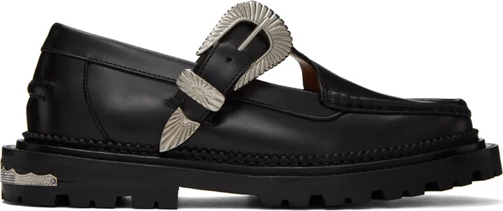 Toga Pulla Black Buckle Loafers