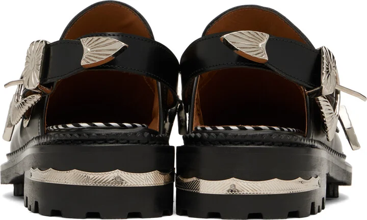 Toga Pulla Black Buckle Polido Leather Loafers - Image 2