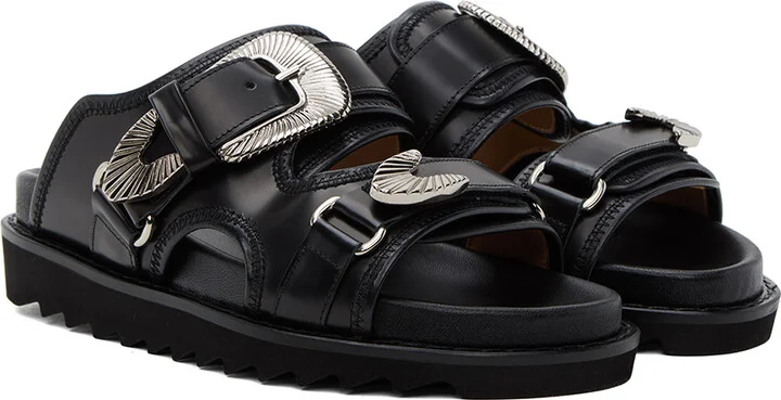 Toga Pulla Black Buckle Sandals - Image 4