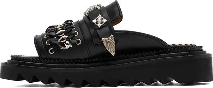Toga Pulla Black Chain Sandals - Image 3