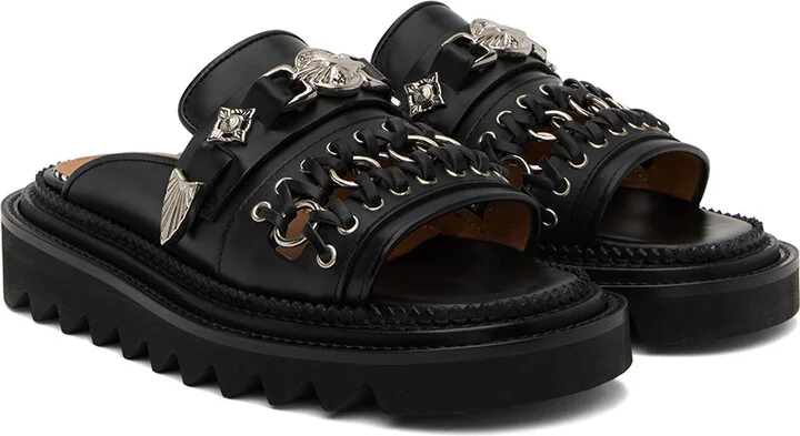 Toga Pulla Black Chain Sandals - Image 4