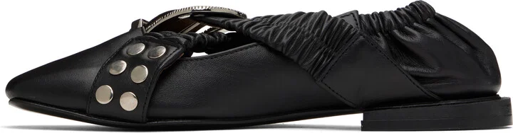 Toga Pulla Black Cross Strap Ballerina Flats - Image 3