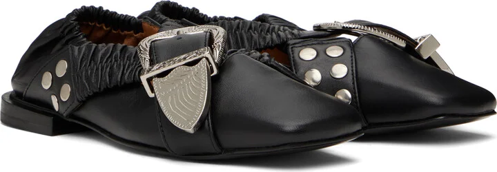 Toga Pulla Black Cross Strap Ballerina Flats - Image 4