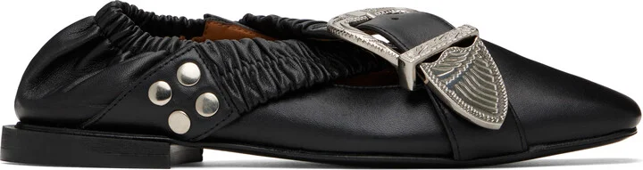 Toga Pulla Black Cross Strap Ballerina Flats