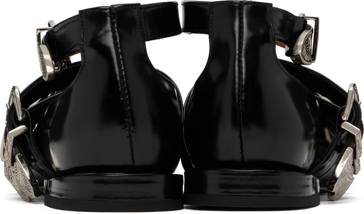 Toga Pulla Black Cross Strap Polido Ballerina Flats - Image 2