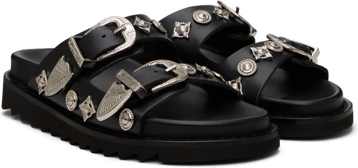 Toga Pulla Black Double Buckle Charms Sandals - Image 4