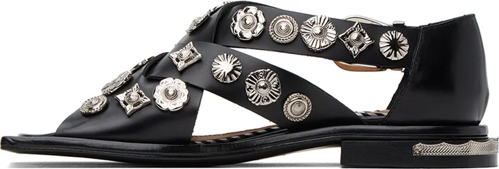 Toga Pulla Black Embellished Sandals - Image 3