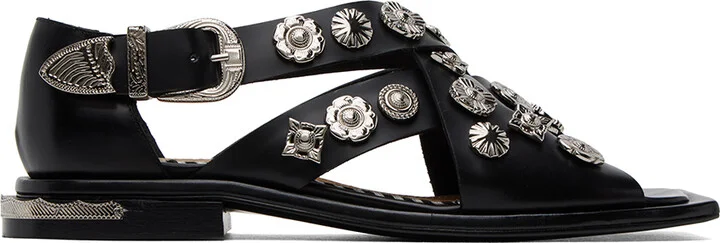 Toga Pulla Black Embellished Sandals