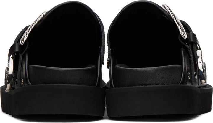 Toga Pulla Black Eyelet Metal Sabot Slippers - Image 2