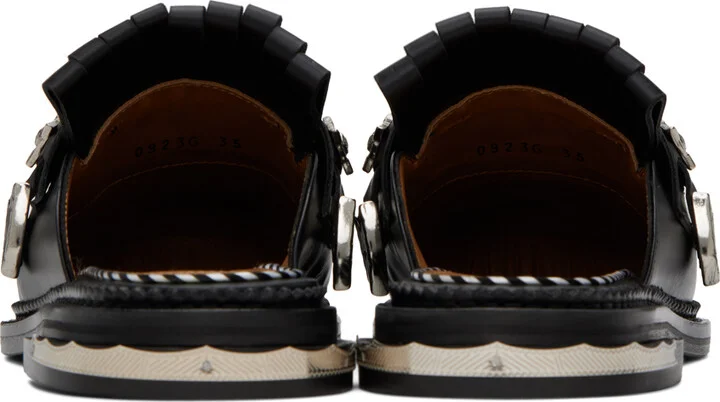 Toga Pulla Black Fringed Loafers - Image 2