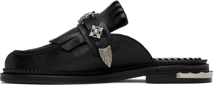 Toga Pulla Black Fringed Loafers - Image 3