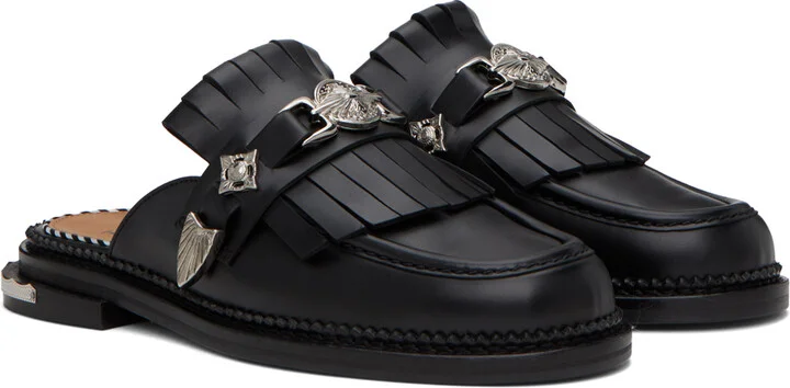 Toga Pulla Black Fringed Loafers - Image 4