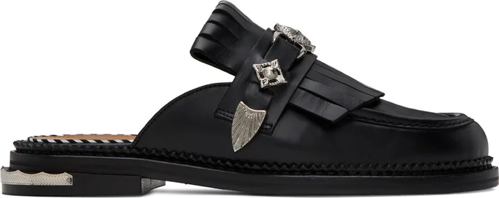 Toga Pulla Black Fringed Loafers
