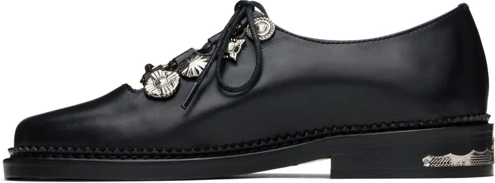 Toga Pulla Black Hard Leather Lace Up Oxfords - Image 3