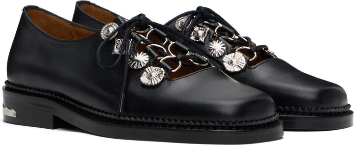 Toga Pulla Black Hard Leather Lace Up Oxfords - Image 4