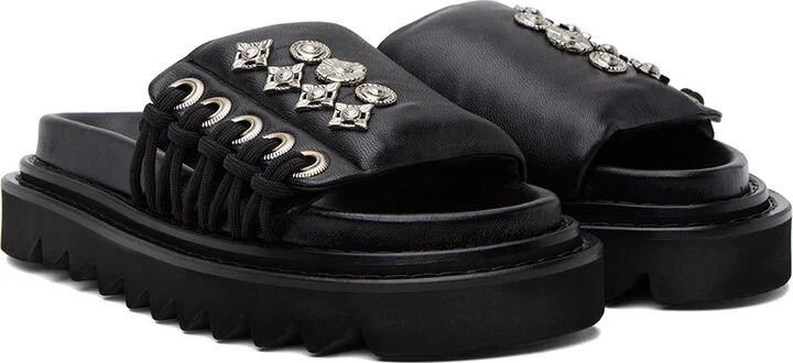 Toga Pulla Black Lace-Up Sandals - Image 4