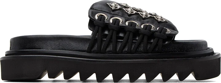 Toga Pulla Black Lace-Up Sandals