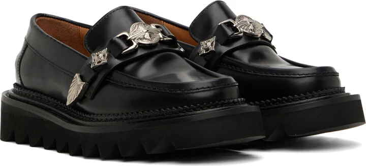 Toga Pulla Black Leather Loafers - Image 4