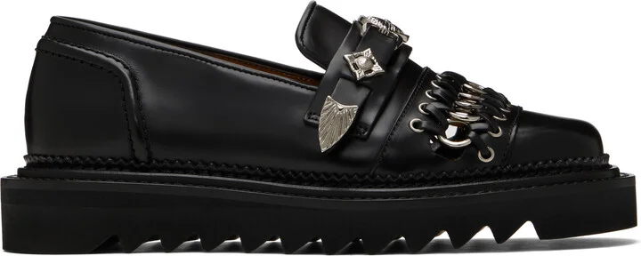 Toga Pulla Black Leather Loafers