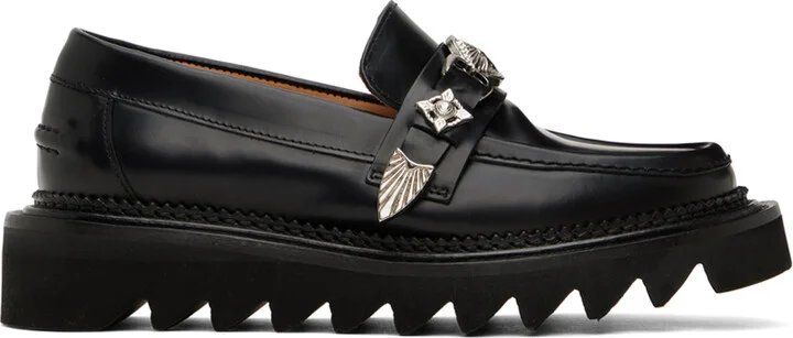 Toga Pulla Black Leather Loafers