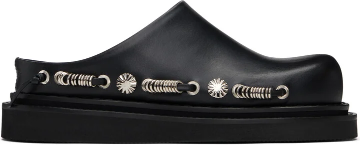 Toga Pulla Black Leather Slip-on Loafers
