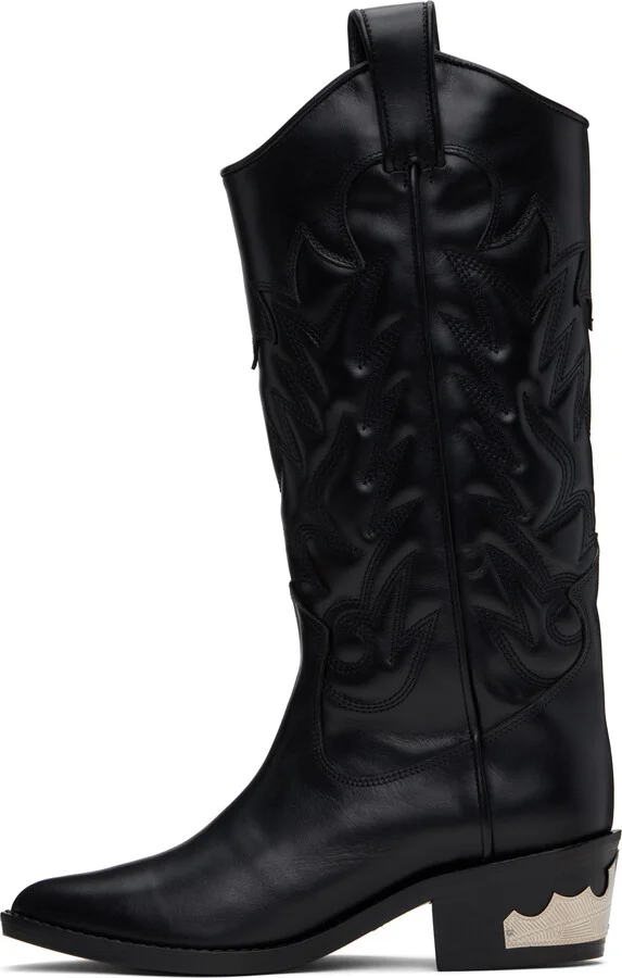 Toga Pulla Black Leather Tall Boots - Image 3