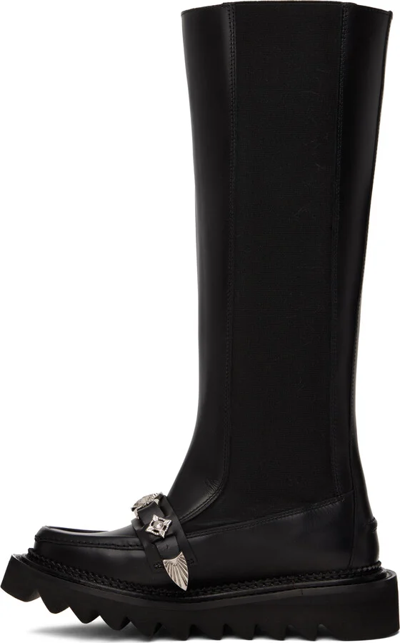 Toga Pulla Black Leather Tall Boots - Image 3