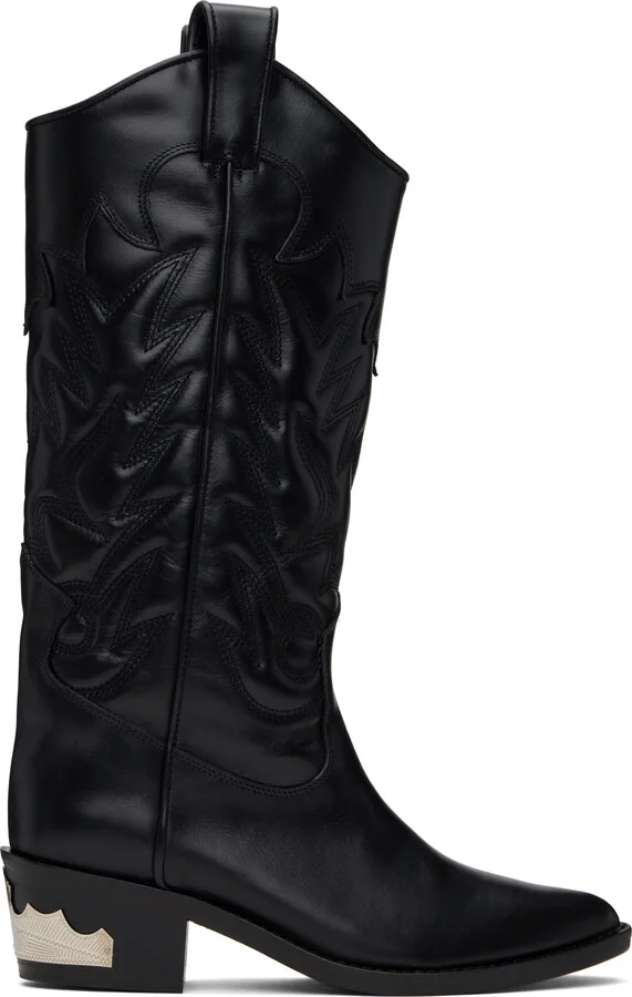 Toga Pulla Black Leather Tall Boots