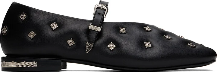 Toga Pulla Black Mary Jane Ballerina Flats
