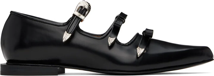Toga Pulla Black Mary Jane Ballerina Flats
