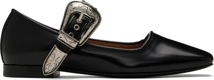 Toga Pulla Black Mary Jane Ballerina Flats