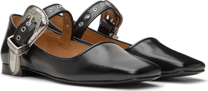 Toga Pulla Black Mary Jane Buckle Ballerina Flats - Image 4