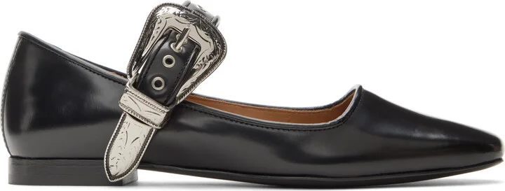 Toga Pulla Black Mary Jane Buckle Ballerina Flats