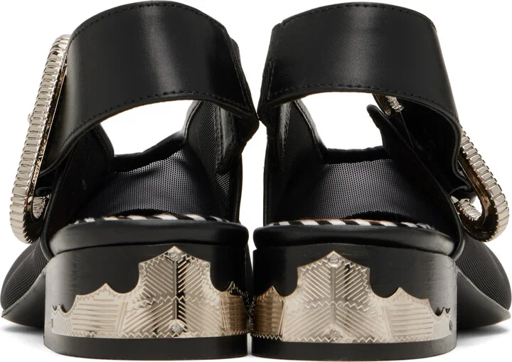 Toga Pulla Black Mesh & Leather Flats - Image 2