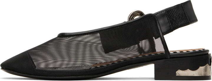 Toga Pulla Black Mesh & Leather Flats - Image 3