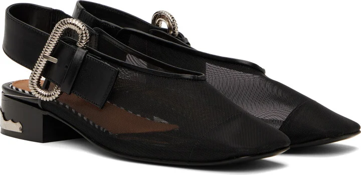 Toga Pulla Black Mesh & Leather Flats - Image 4