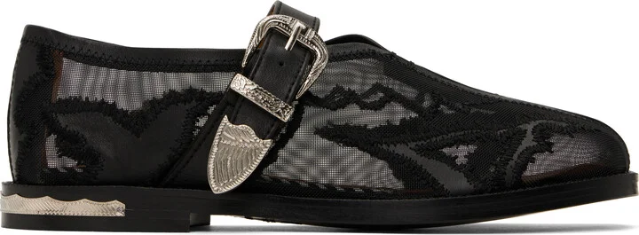 Toga Pulla Black Mesh & Leather Loafers