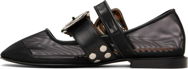 Toga Pulla Black Metal Mesh Ballerina Flats - Image 3