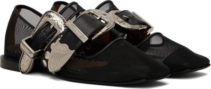 Toga Pulla Black Metal Mesh Ballerina Flats - Image 4