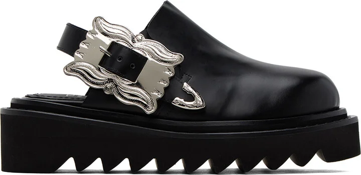 Toga Pulla Black Pin-Buckle Mules
