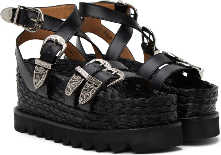 Toga Pulla Black Pin-Buckle Platform Sandals - Image 4